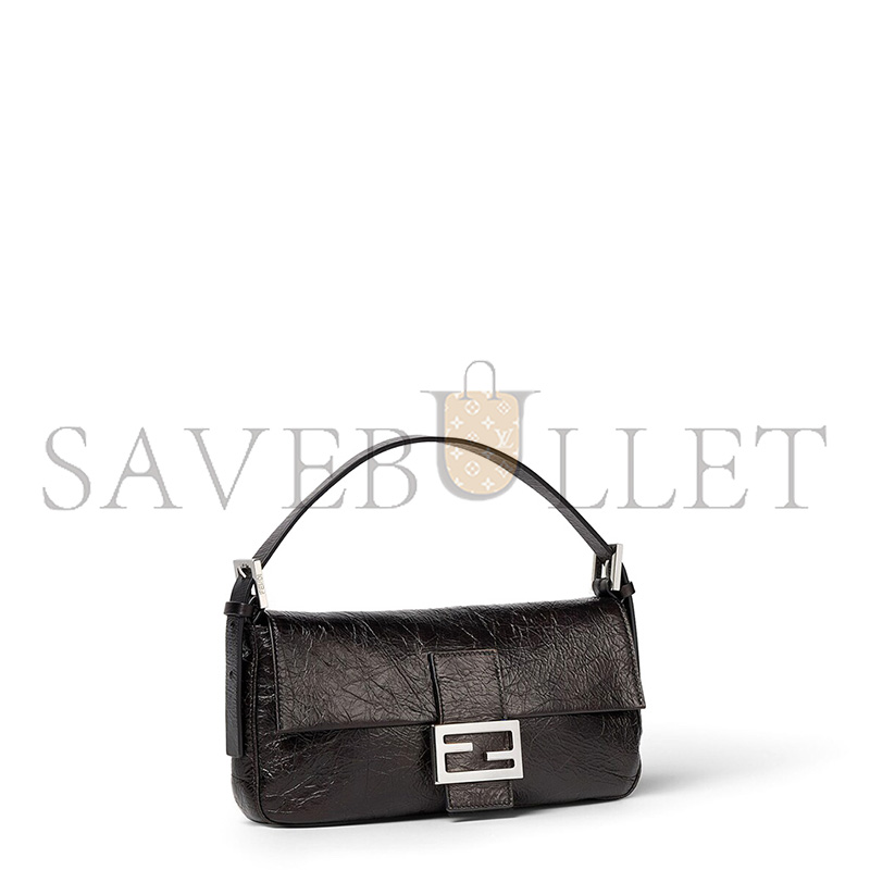 F**di BAGUETTE CRACKLED BLACK LEATHER BAG 8BR850B14MF0QA1 (26*14*4cm)
